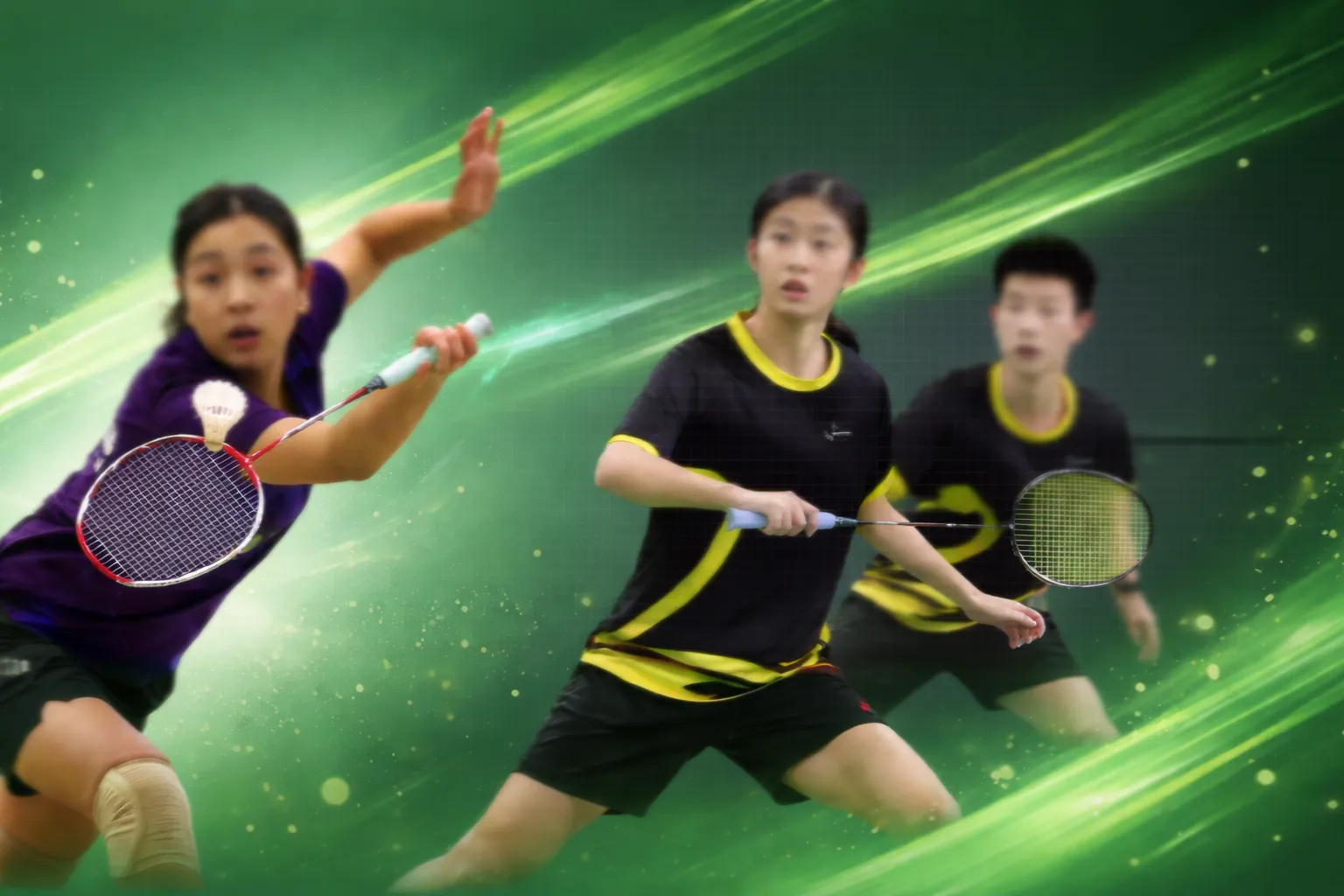 Apex badminton players in action